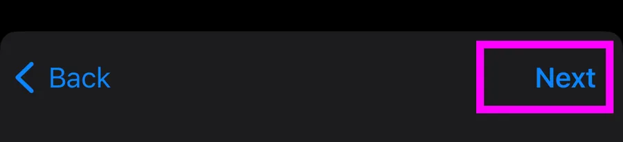 The Next button in the top right corner of the automation screen